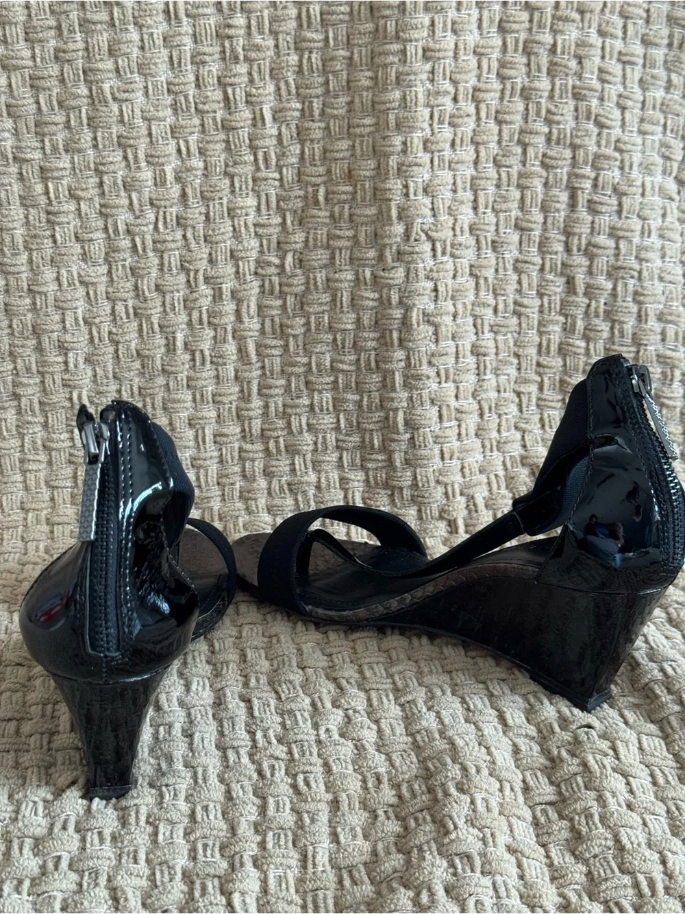 Donald J. Pliner Black Elastic-Strap Wedge Sandals